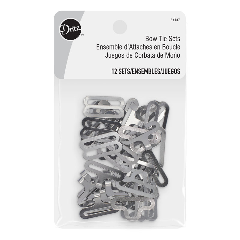 Dritz Bow Tie Sets, Nickel, 12 Sets