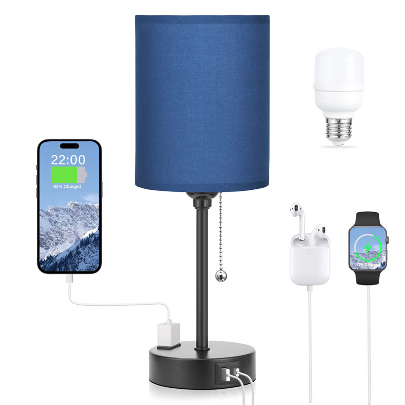 Petite lampe de table de chevet pour la chambre à coucher, Noir, noir, noir, noir, Marine