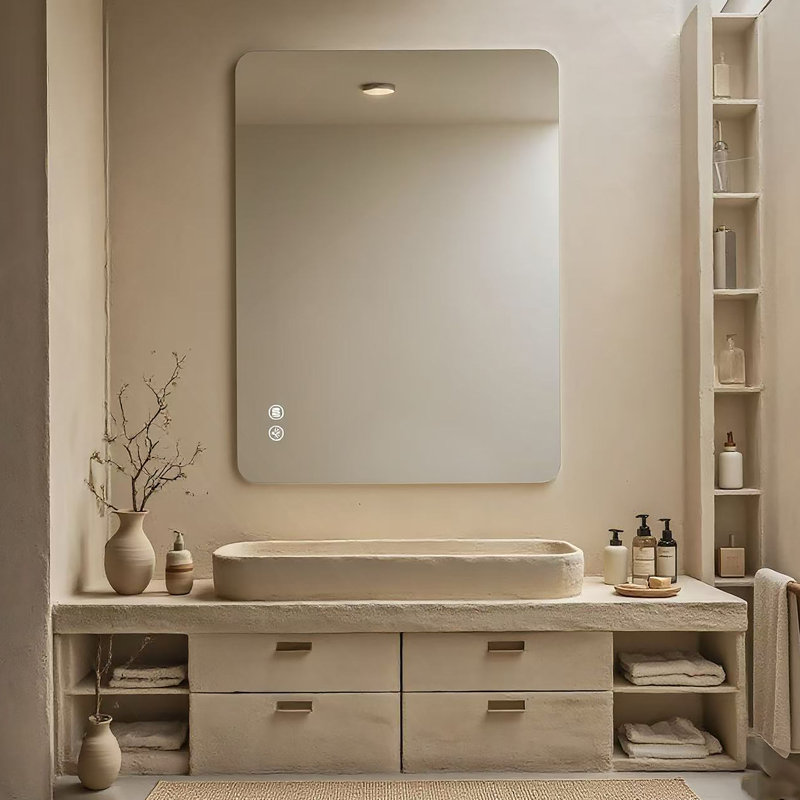 Miroir rectangulaire rétroéclairé pour salle de bain, idéal pour un décor moderne, offrant fonctionnalité et style pour une utilisation quotidienne