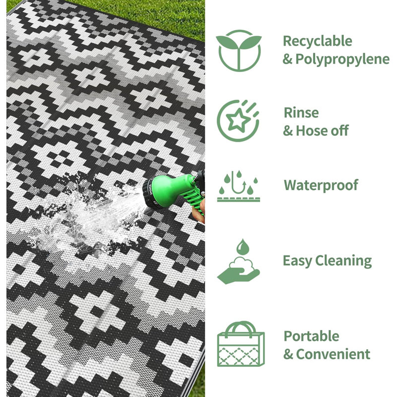 Tapis d'extérieur réversible en plastique imperméable, Rectangle de 5 pi x 8 pi