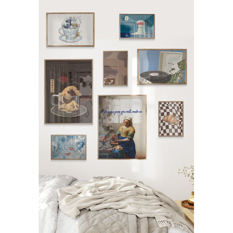 Peinture décorative encadrée (8 pièces), Brun