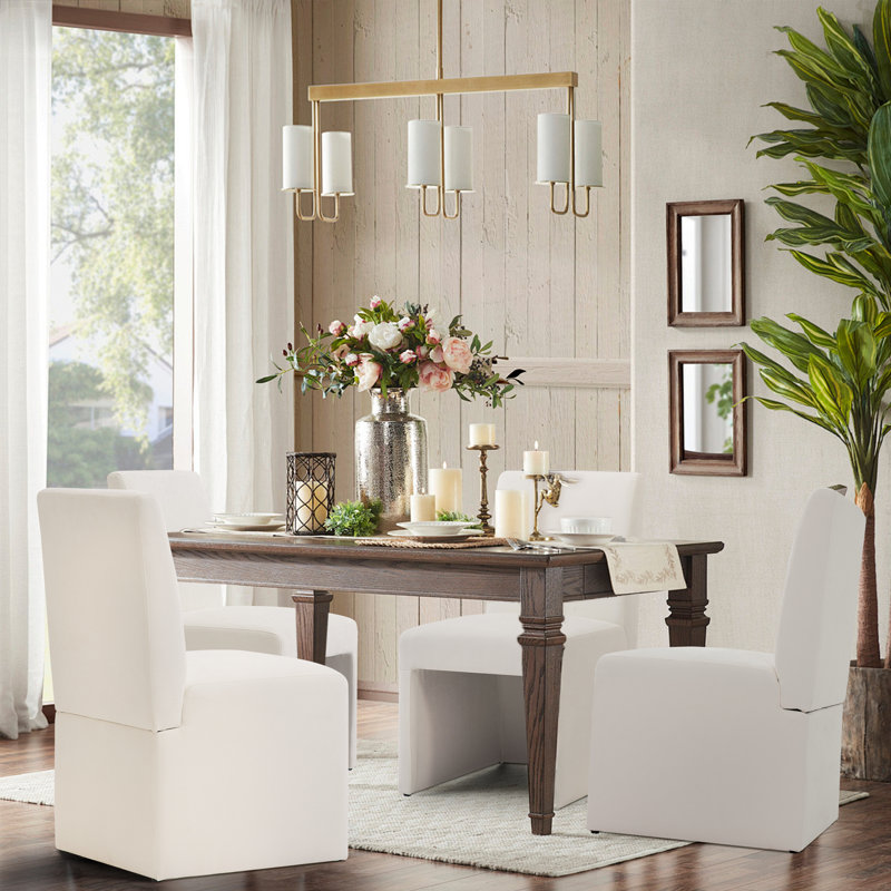 Elegant Comfort Set of 4 Upholstered Dining Chairs with High Back, White