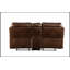 Causeuse inclinable en cuir brun GEL Aashi avec console centrale et rangement, alliant style et confort pour une vie moderne.
