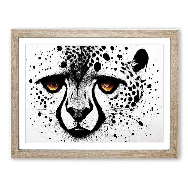 XH1022-6581X Painted Cheetah Vol.2 Abstract - Single Picture Frame Print, 46cm H x 64cm W, Grey