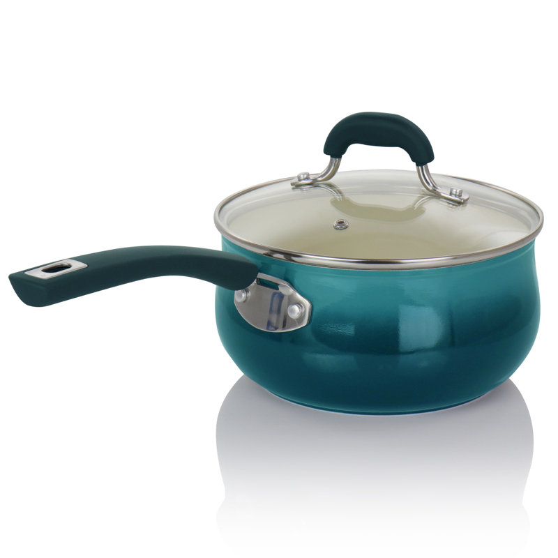 Oster Corbett 3.1 Quart Nonstick Aluminum Saucepan with Lid, Blue