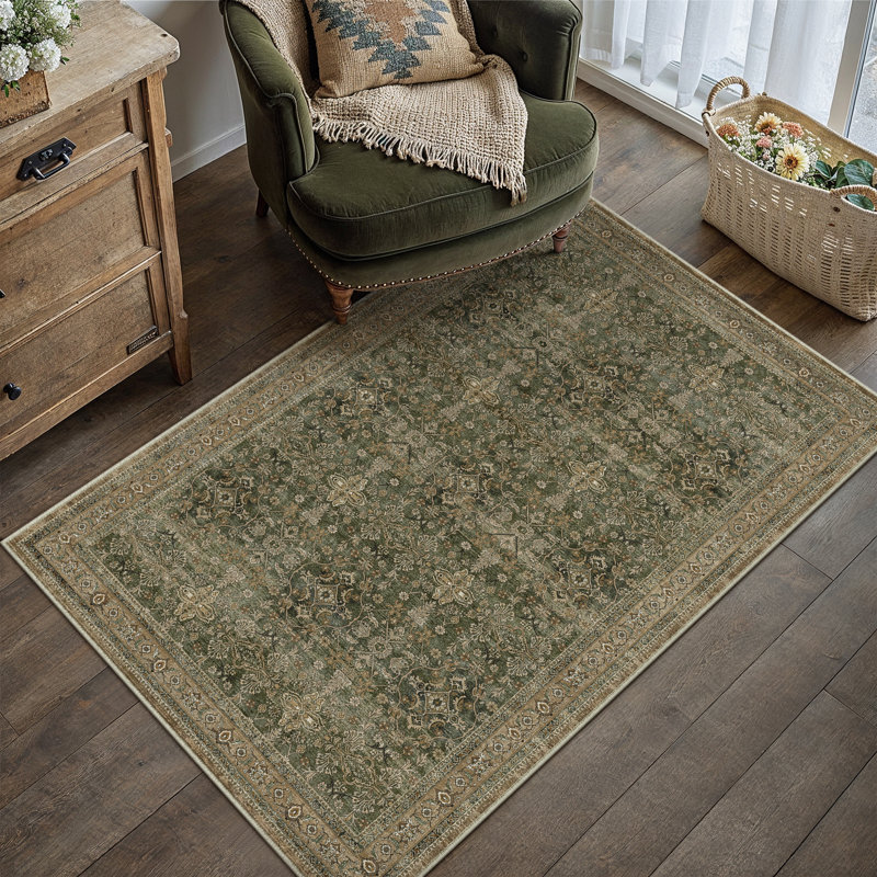 Kellems Vintage Machine Washable Area Rugs For Living Room With Non-Slip Backing, Rectangle 3' x 5'