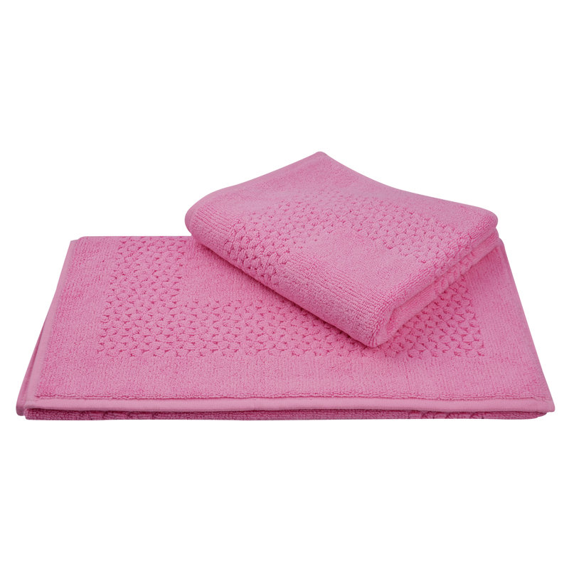 Tapis pour salle de bain en coton Depue, Rose