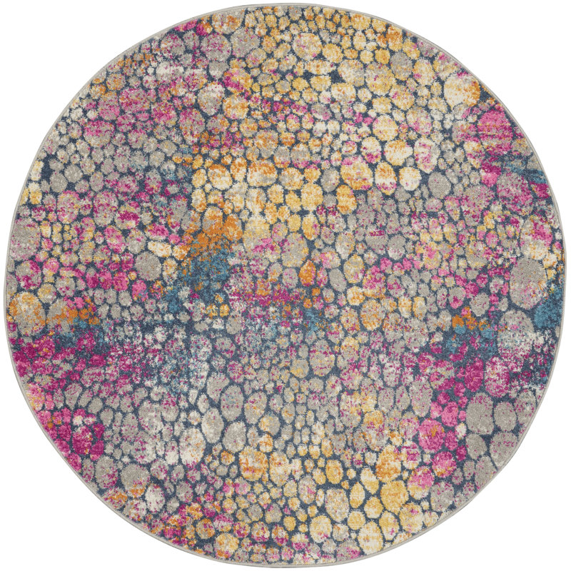 Tapis jaune Arvo, Rond 5 pi 3 po