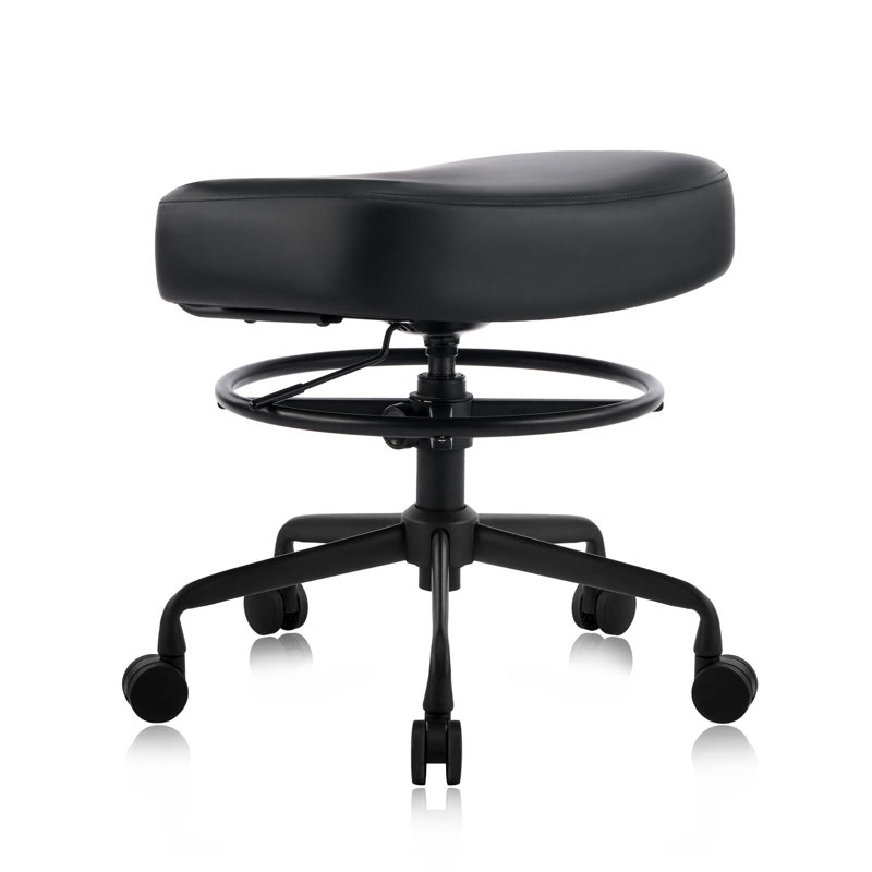 Tabouret pivotant pneumatique à roulettes 504 KALEA avec repose-pieds réglable, Noir, Matte Black