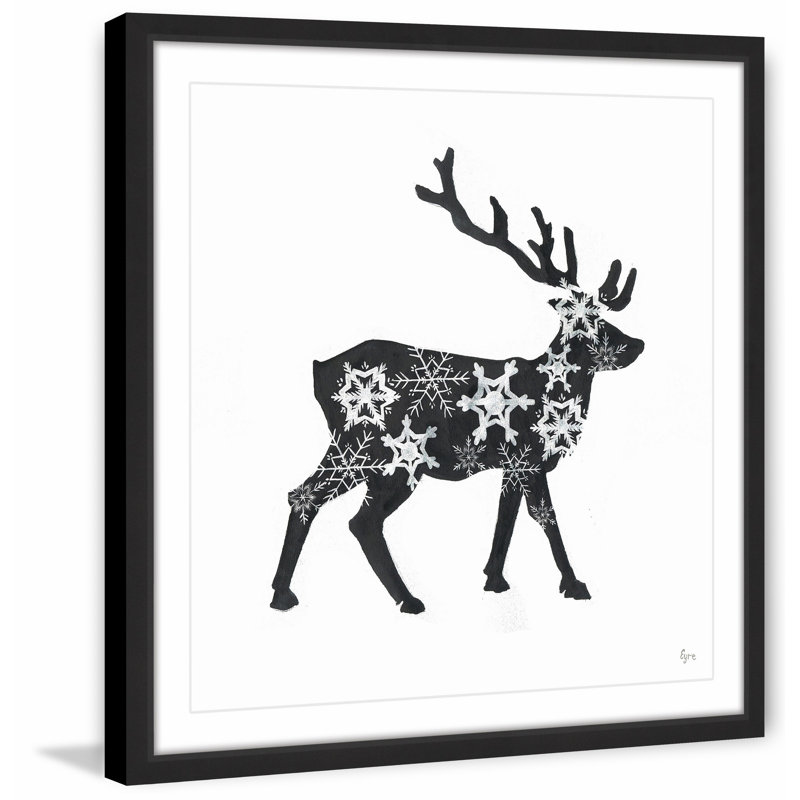 « cerf de neiges ii », reproduction d’art encadrée, H 12 po x l 12 po