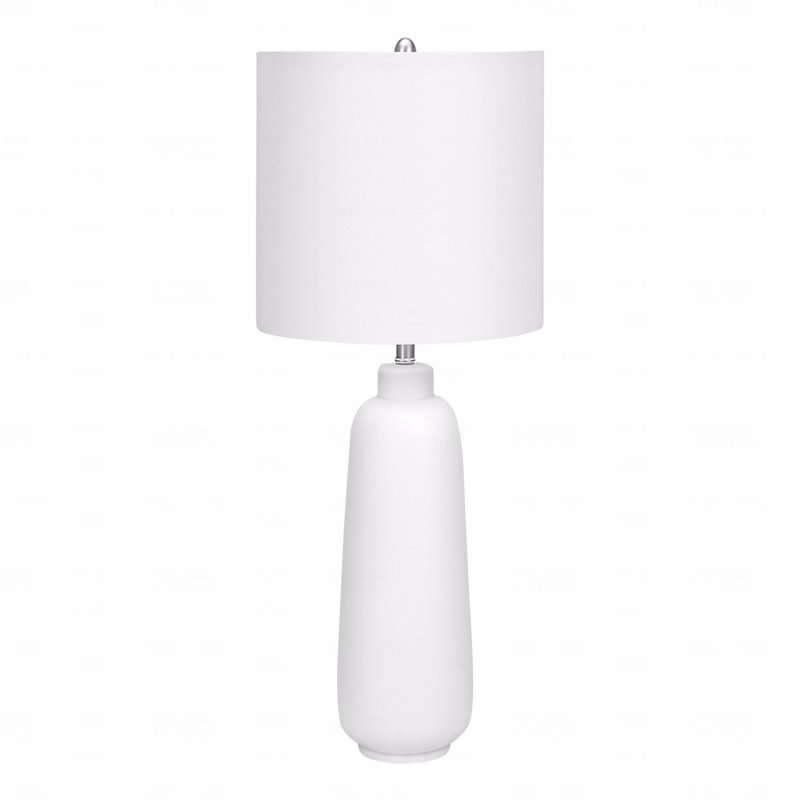 Lampe de table - H 26 po, en céramique, ivoire et abat-jour crème
