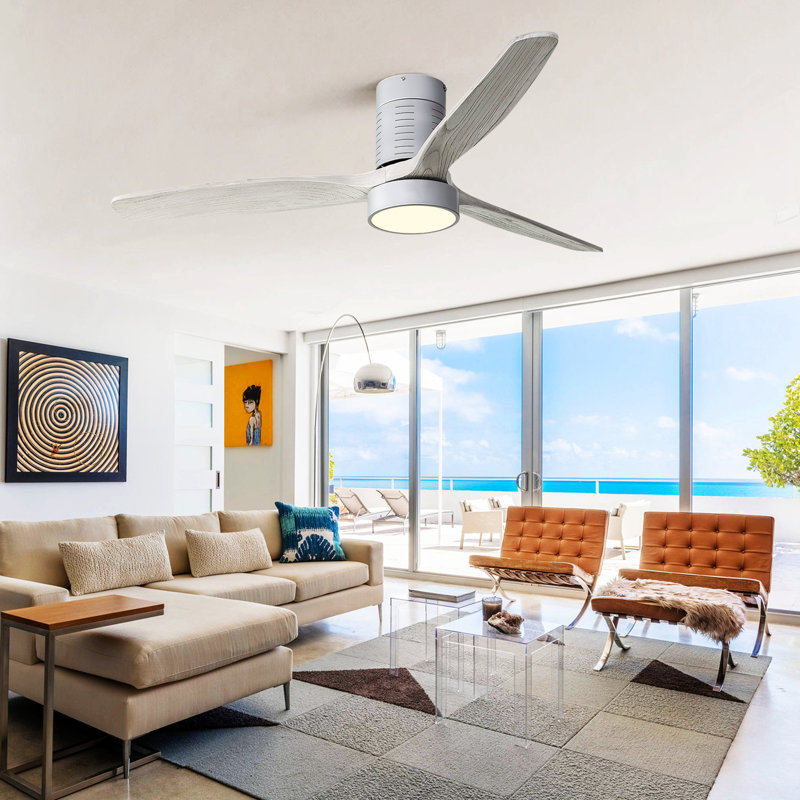 Ventilateur de plafond 51,96 po avec télécommande et ensemble d'éclairage inclus, Argent, Argent