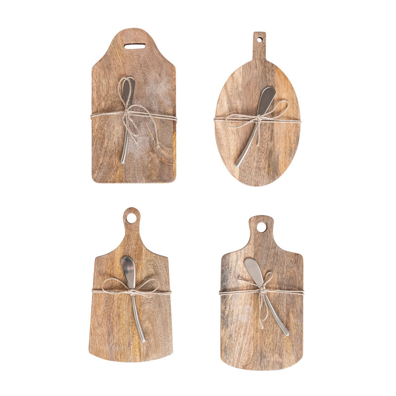 Planche en bois de manguier avec couteau