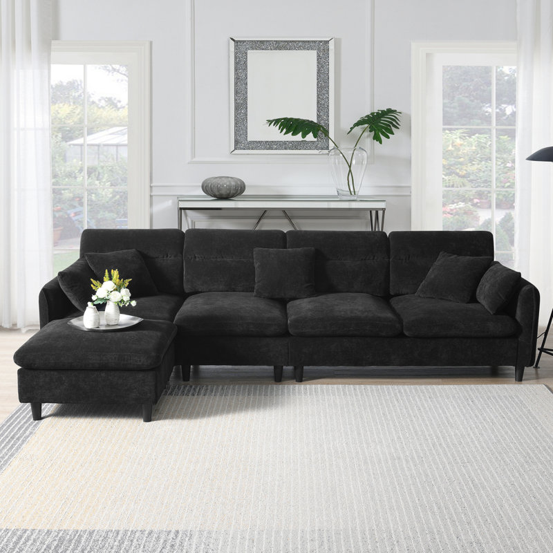 Ensemble de canapé modulaire convertible, ensemble de canapé en L réversible avec coussins gratuits, siège intérieur en chenille avec repose-pieds, appartement,