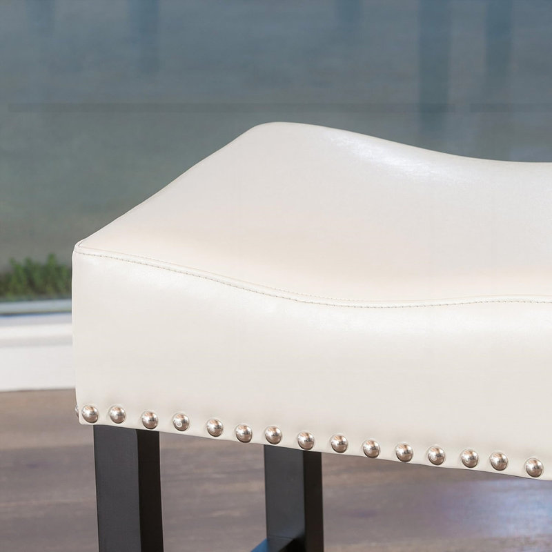 Tabouret de comptoir en similicuir ivoire sans dossier