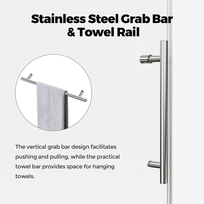 Porte de douche coulissante simple sans cadre l 56 à 60 po x H 76 po, verre trempé 5/16 po, chrome