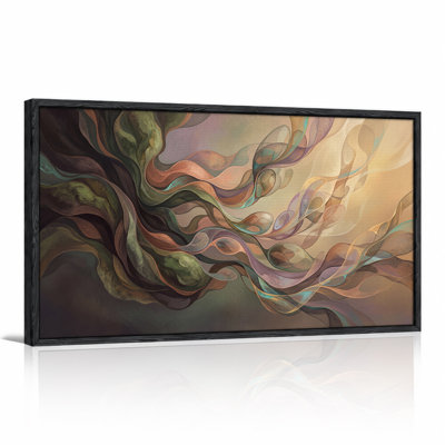 Abstract Flowing Ribbon Forms in Muted Earth and Teal Tones Canvas Wall Art