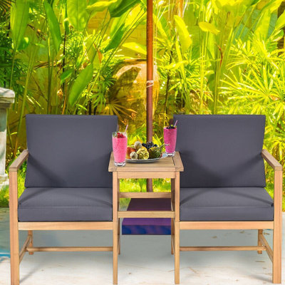 Jeila Acacia 2 - Person Patio Conversation Set with Cushions