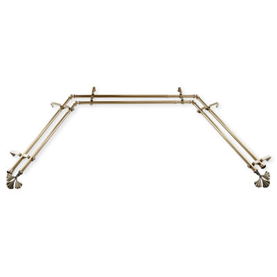 Ifzah Adjustable Steel Bay Window Double Curtain Rod with Resin Finials 