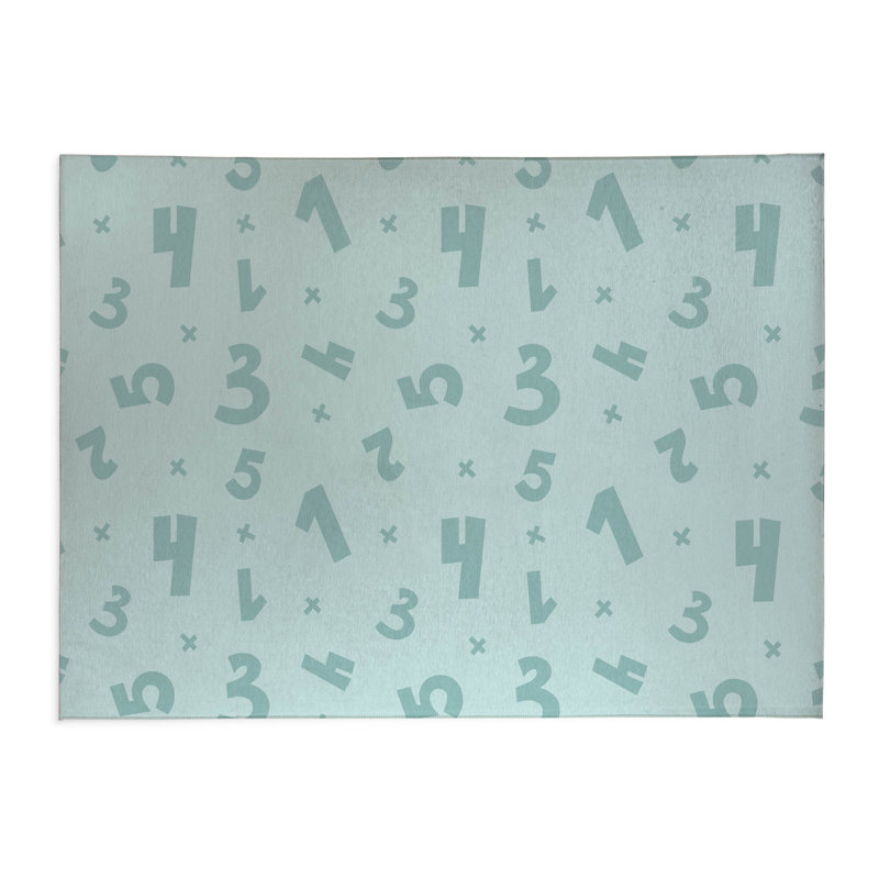 Number Match Kids Play Mat, Light Blue/Blue/Ivory, Rectangle 3' x 5'
