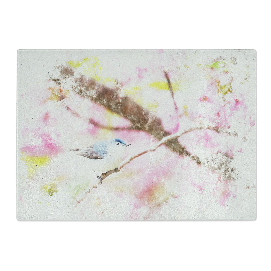 Tempered Glass Bird in the Cherry Blossom Tree Chopping Board