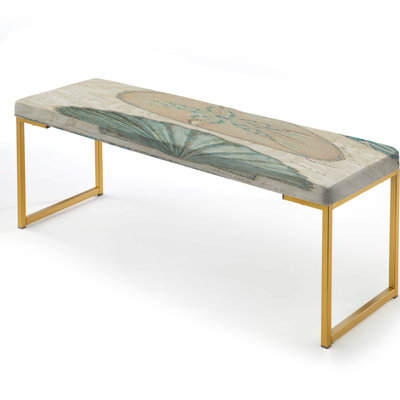 Finke - Abstract Coastal Upholstered Gold Bench