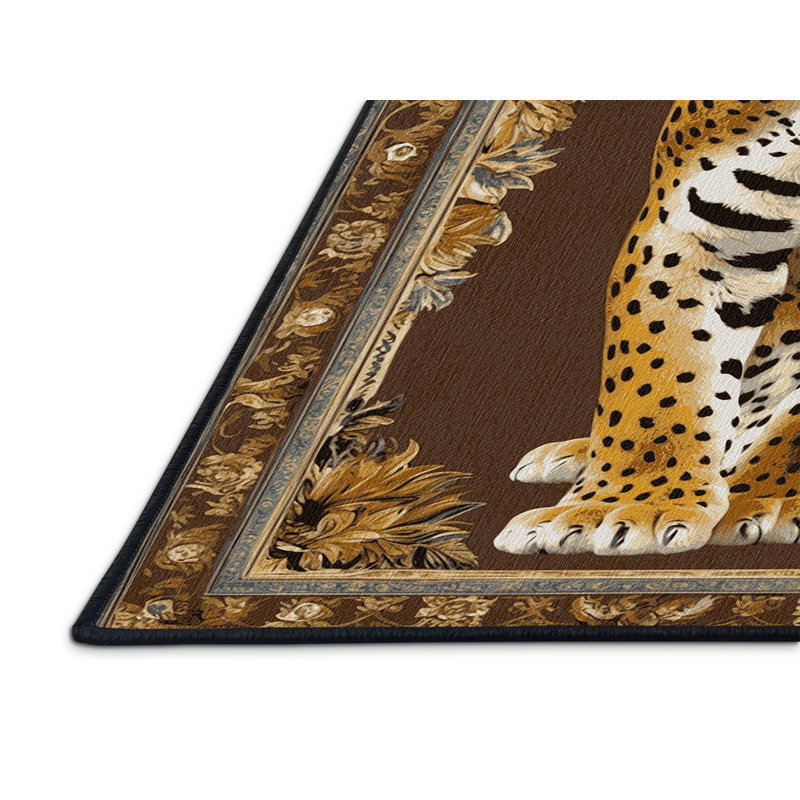  Tapis lavable Golden Jaguar Big Cats, Rectangulaire 8 pi x 12 pi