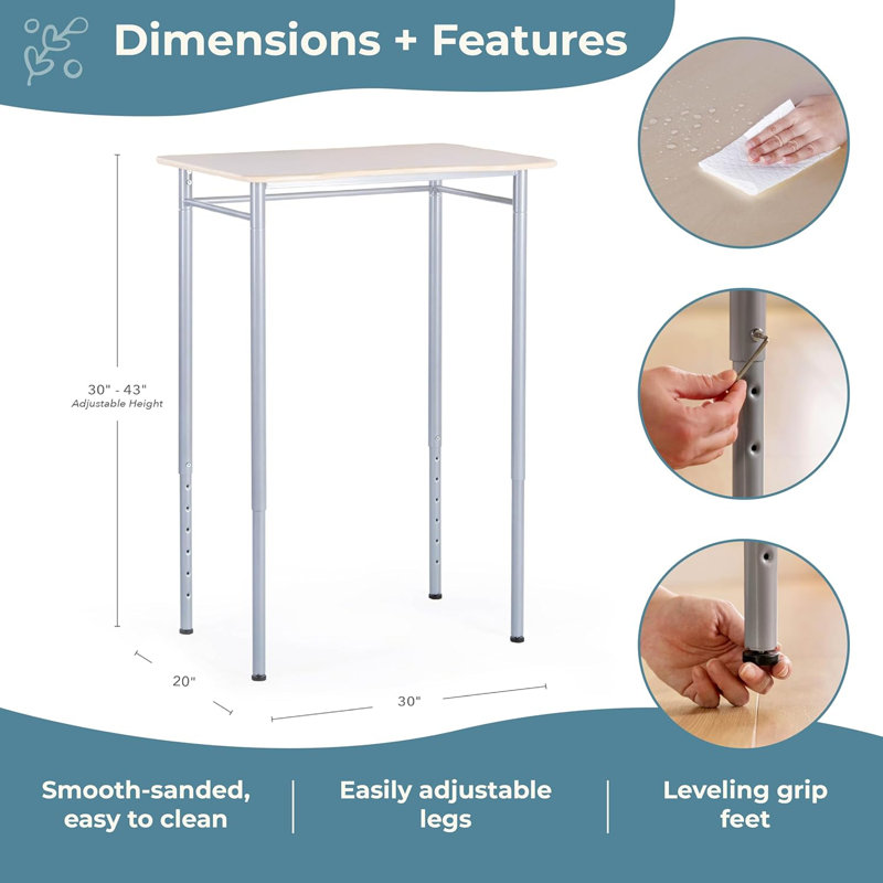  Bureau debout pour enfants: bureau pour travailler debout et support pour ordinateur portable | Petit bureau pour chambre d'enfant et salle de classe | Table de devoirs multi-hauteur pour enfants 