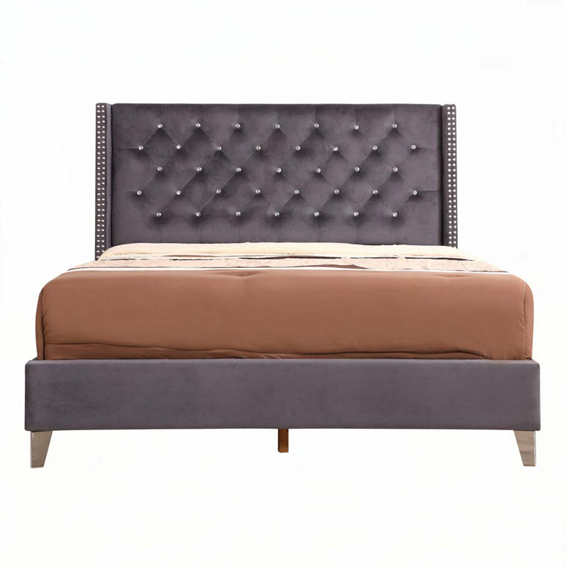 Ashe Upholstered Standard Bed, Queen, Gray