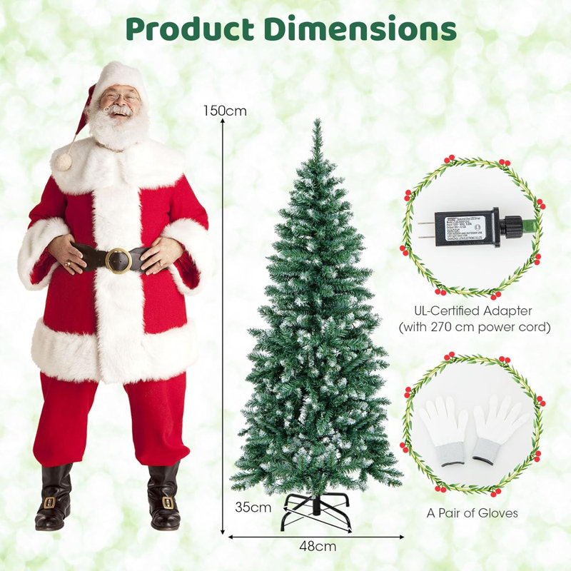 Lighted Artificial Pine Christmas Tree, 150cm H