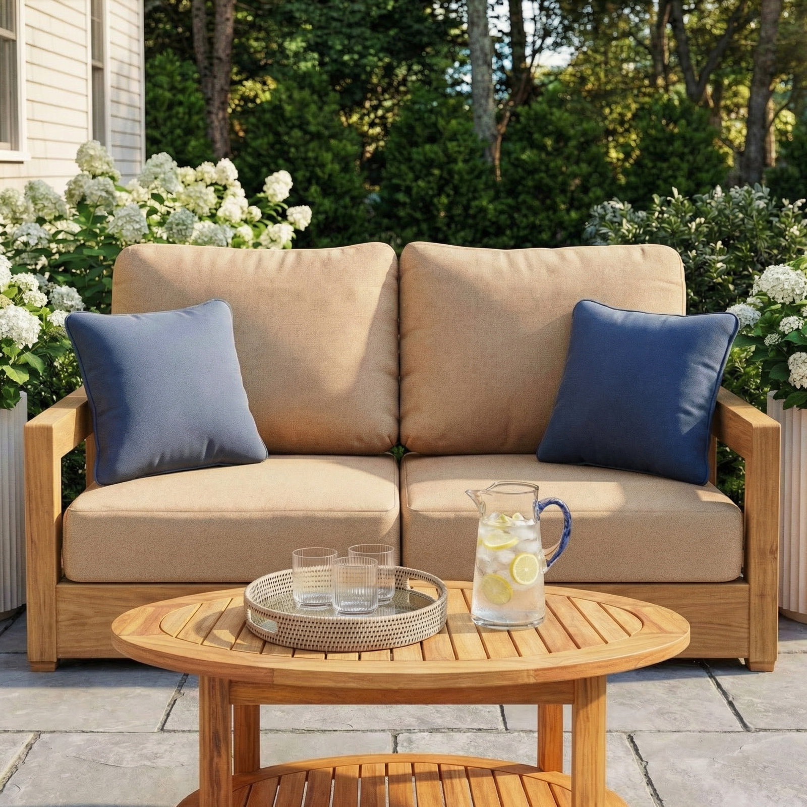 Amala 22" Sunbrella® Seat and Back Cushion, Antique Beige Sunbrella® Canvas