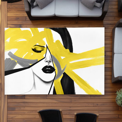 Beauty Divided Shapes Figurative Outdoor Area Rug | Home Decor