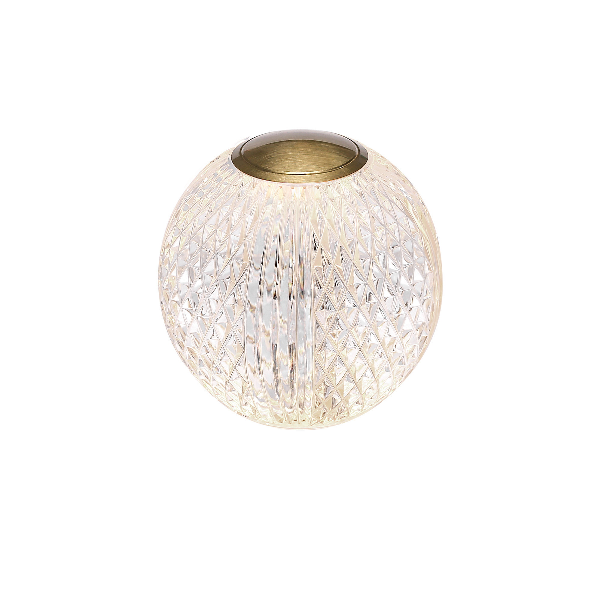 Marni Metal Globe Lamp, Natural Brass, Clear/Natural Brass, 4.38" H x 3.63" W x 3.63" D