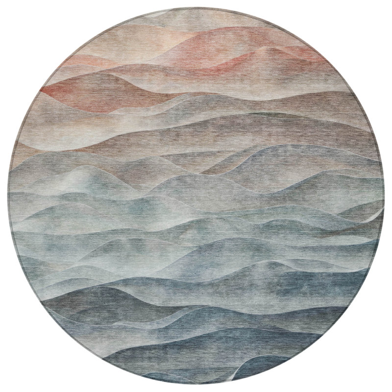 Linover Teal Washable Indoor-Outdoor Rug - LOOMLAN, 8' x 8'