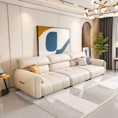 Modern in-line leather sofa
