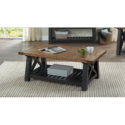 Caberfae 50" Solid Wood Cross Legs Coffee Table with Storage