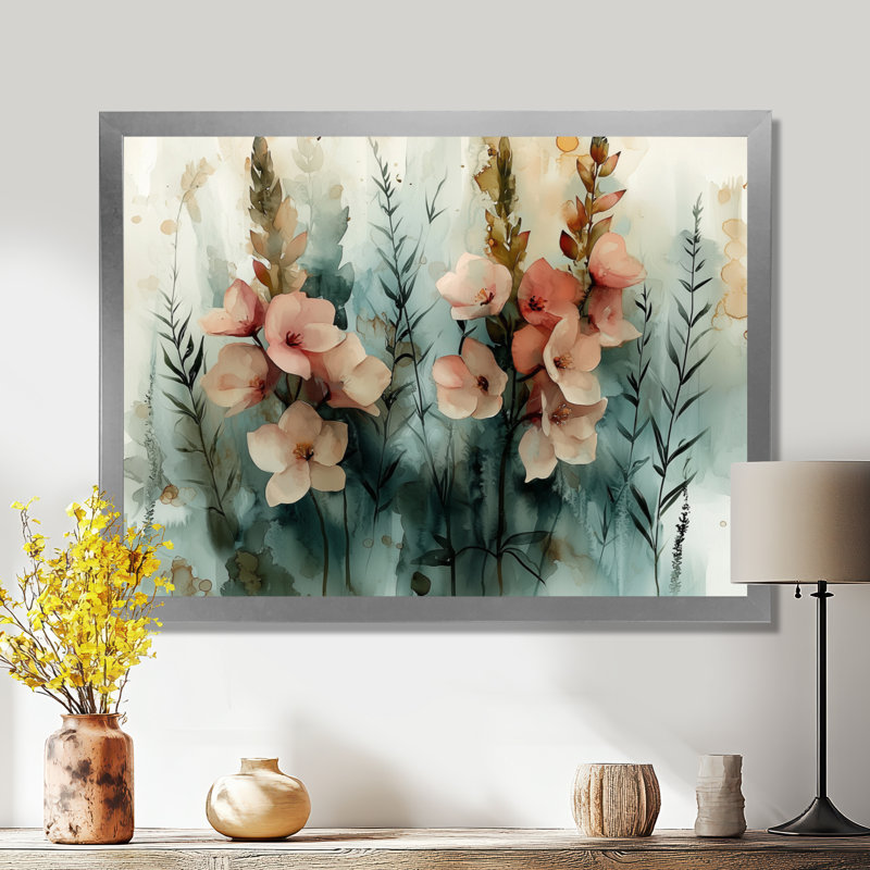 Morning Dew of Herbs In Winter - Herbes, art mural, H 12 po x l 20 po, Reproduction encadrée d'une seule photo, Argent argent