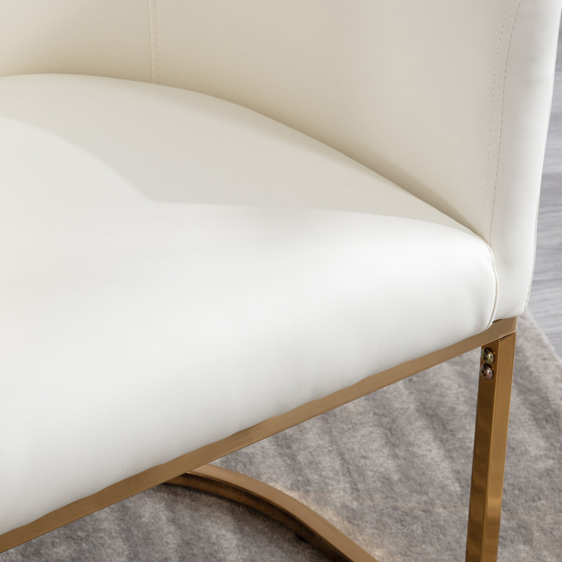 Chaises de salle à manger rembourrées en similicuir, Crème, crème, 2