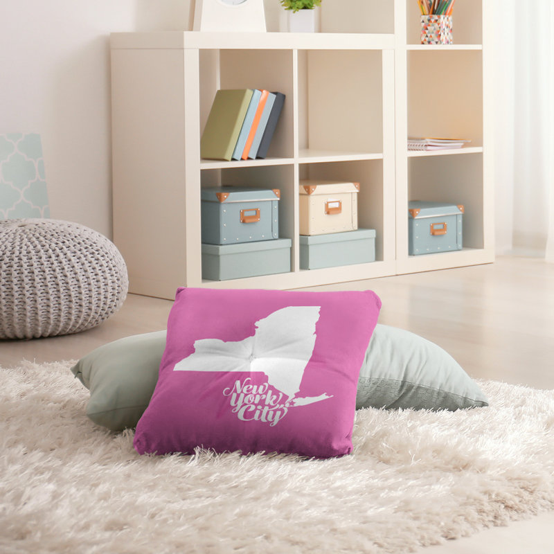 Coussin de plancher touffeté, 30 po x 30 po, Rose, New York