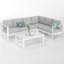 Ensemble de conversation modulaire en aluminium 4 pièces pour patio, canapé 7 places avec coussins gris clair épais et structure blanche et table basse