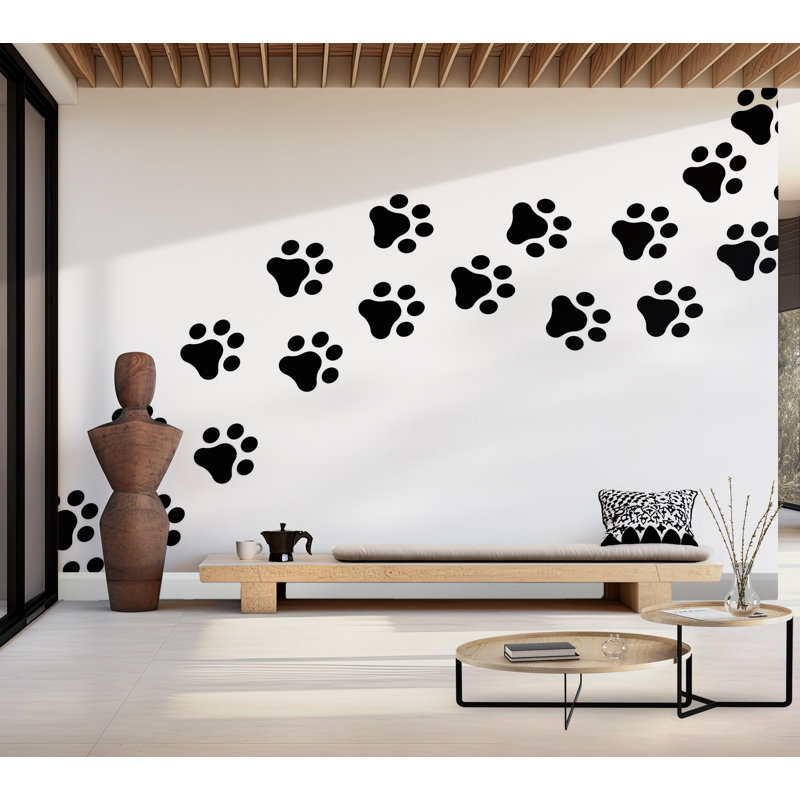 Murale pelez et collez de qualité supérieure - Motif d'empreintes de pattes, L 150 po x L 108 po