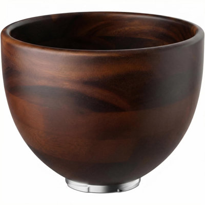 Premium Natural True Wooden Mixing Bowl Attachment for KitchenAid 4.5-5 Qt Tilt-Head Stand Mixers with Stainless Steel Base by GVODE