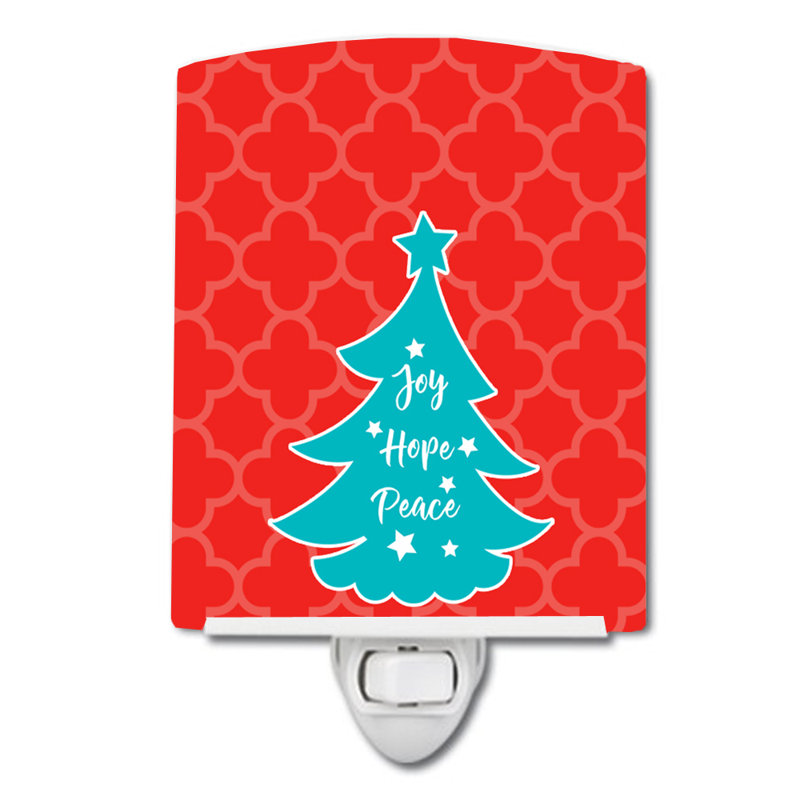 Christmas Tree Ceramic Night Light, Red