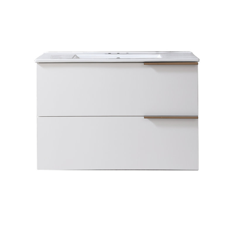 Meuble-lavabo mural moderne 36 po avec poignée Mousaw