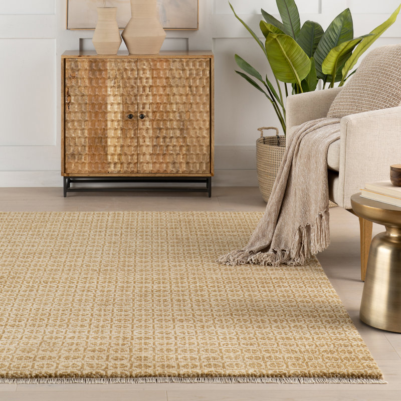 Tullie Ochre Hand Knotted Wool Rug, Rectangle 9'6" x 13'6"