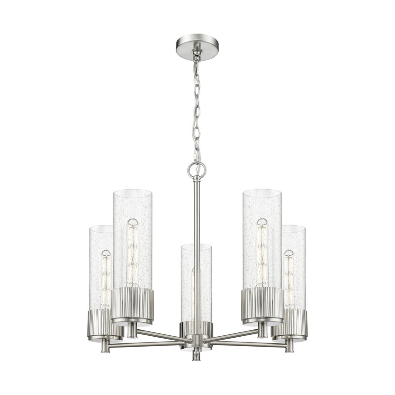 Lustre suspendu à 5 lumières 12 "Bolivar, Bullé, Nickel satiné