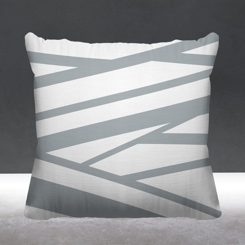 Coussin décoratif intérieur / extérieur Risley Minimalist, H 19 po x l 19 po, Gris, Carré