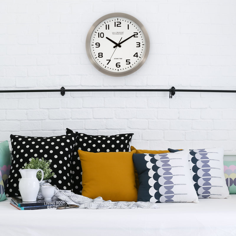 Soltis 16" Stainless Steel Atomic Wall Clock, Silver