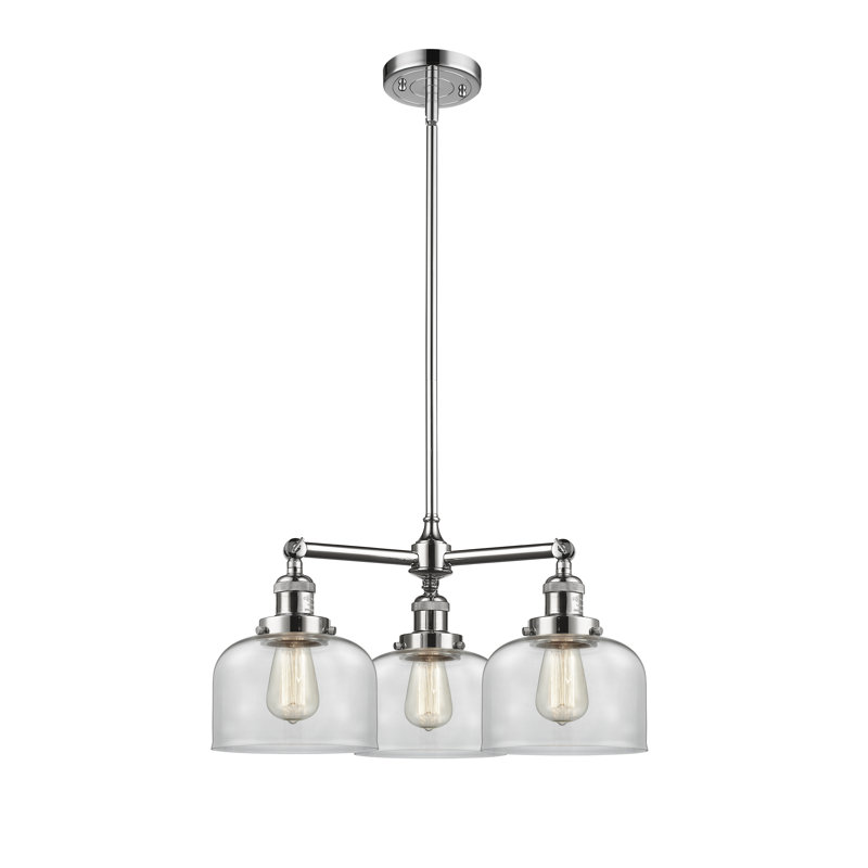 Arakel 3 - Light Dimmable Classic / Traditional Chandelier, Clear, Polished Chrome, 6 Watt Vinage LED Bulb