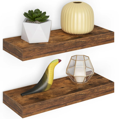 Sydney 16" W x 6" D Floating Shelves Set with Invisible Wall Mount Brackets